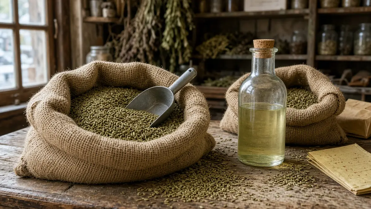 قاشق فلزی پر از دانههای زیره سبز روی سطح سنگی تیره